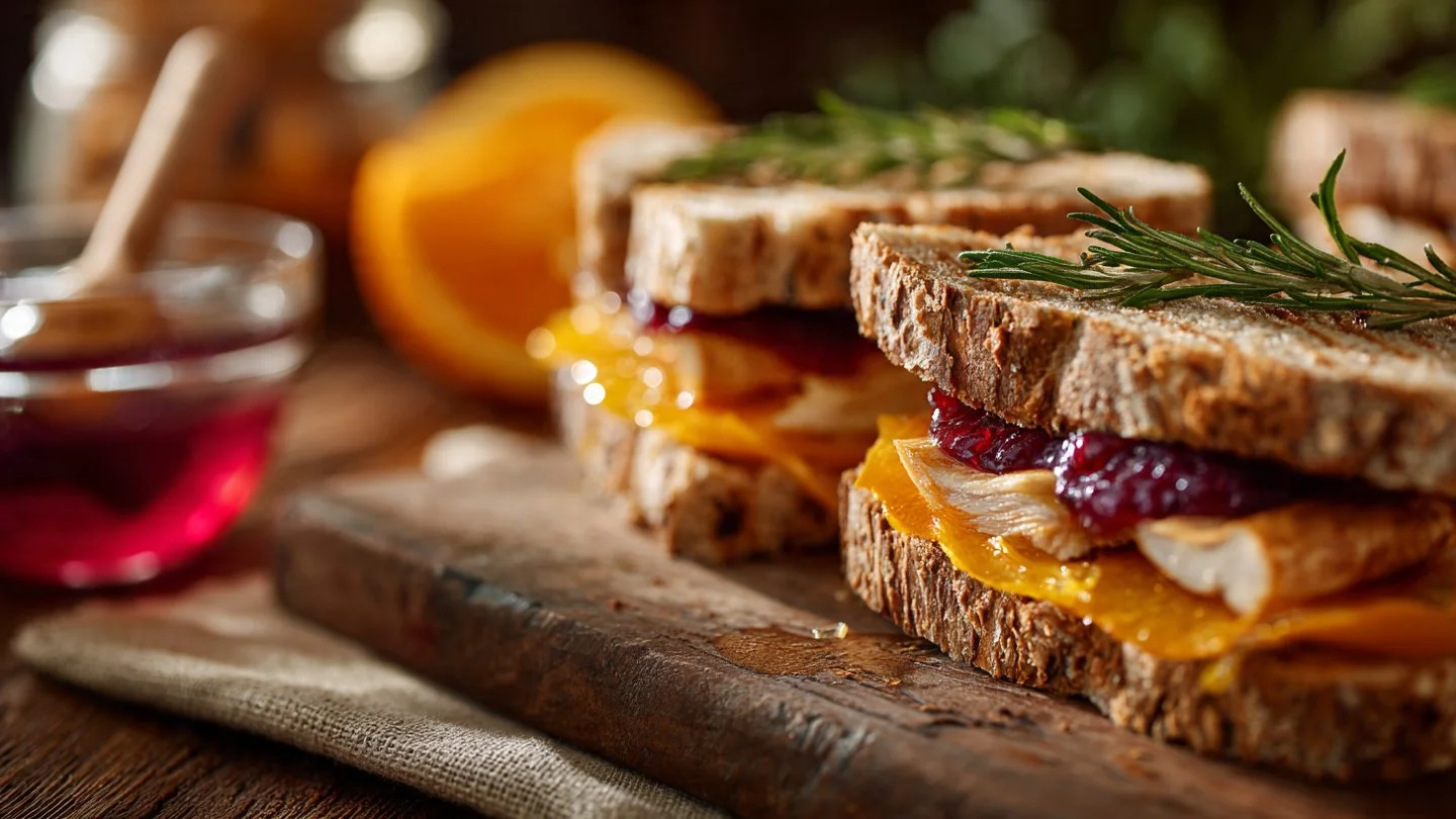 Cinnamon Orange Tea Sandwiches served on a plate with vibrant orange slices