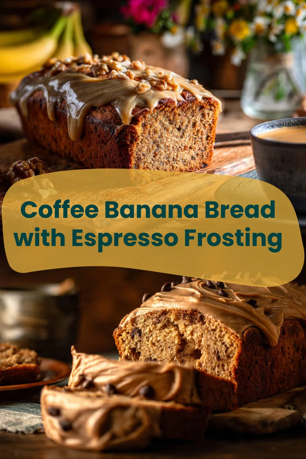 Coffee Banana Bread with Espresso Frosting