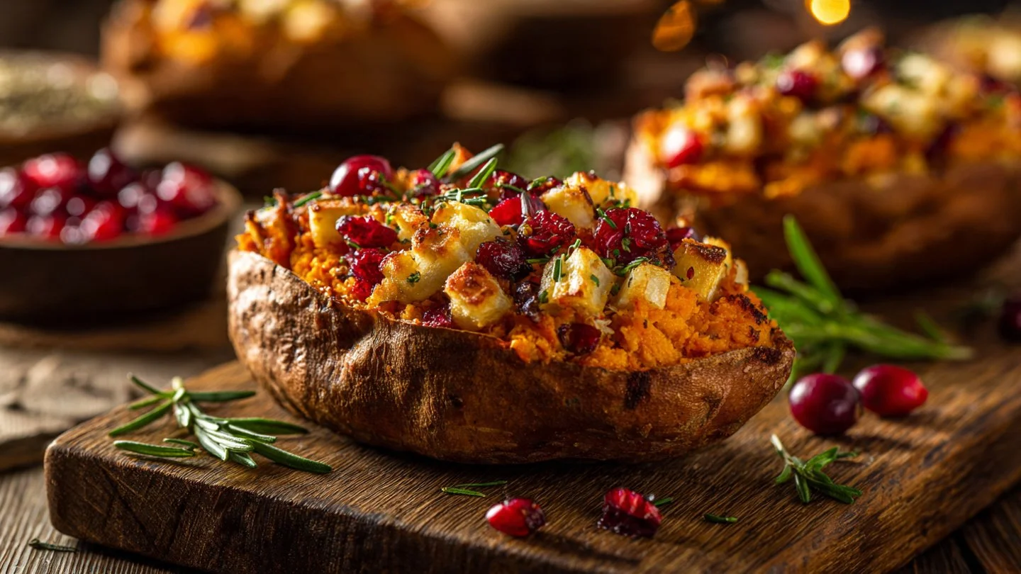 Cranberry Apple Twice-Baked Sweet Potatoes
