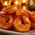 Crispy fried lobster tails served with dipping sauce on a plate.