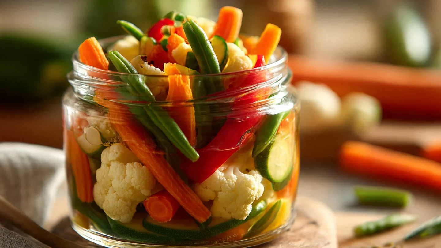 Crunchy Tangy Refrigerator Pickled Vegetables