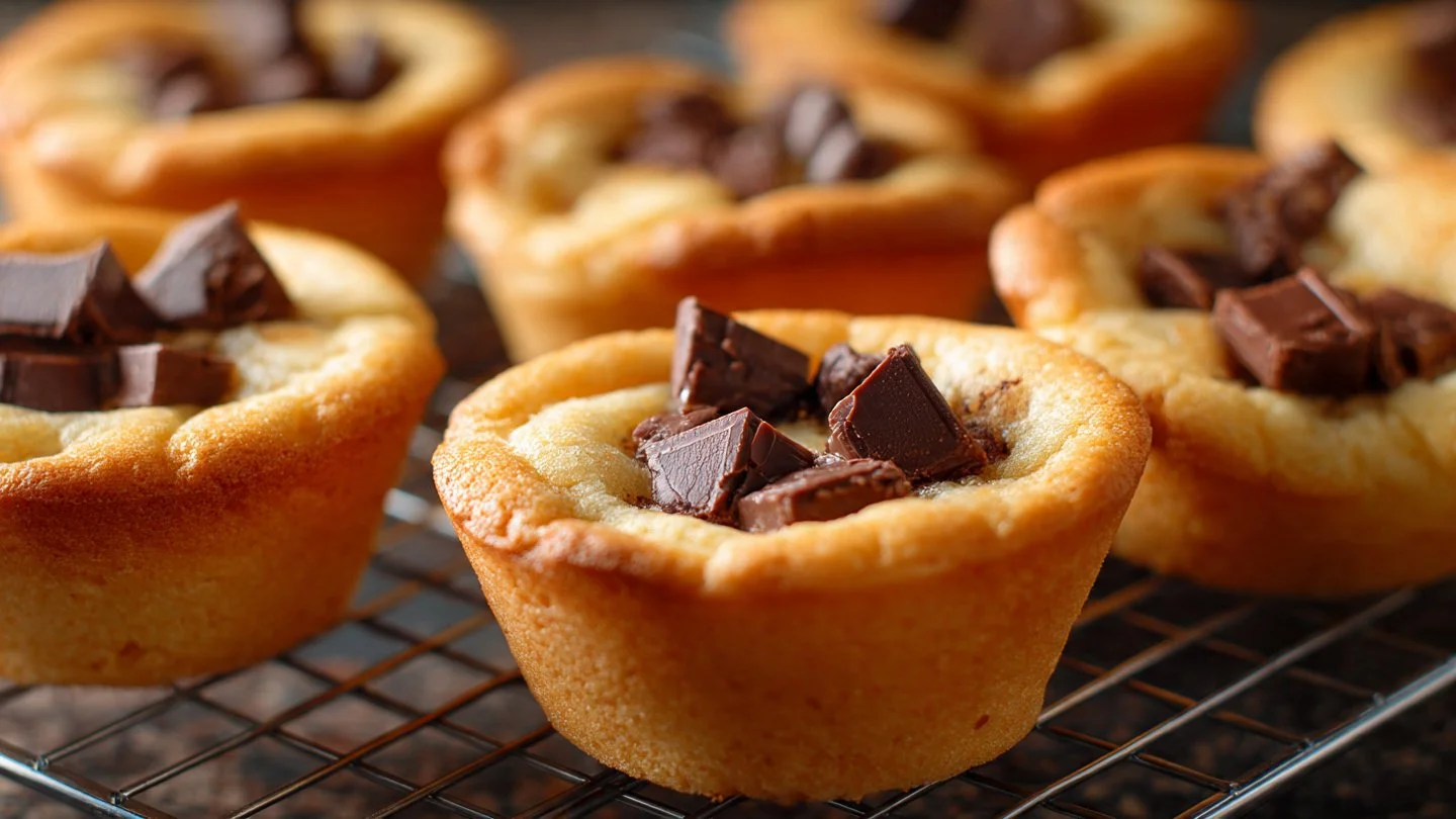 Delicious chocolate chip cookie cups filled with sweet surprises