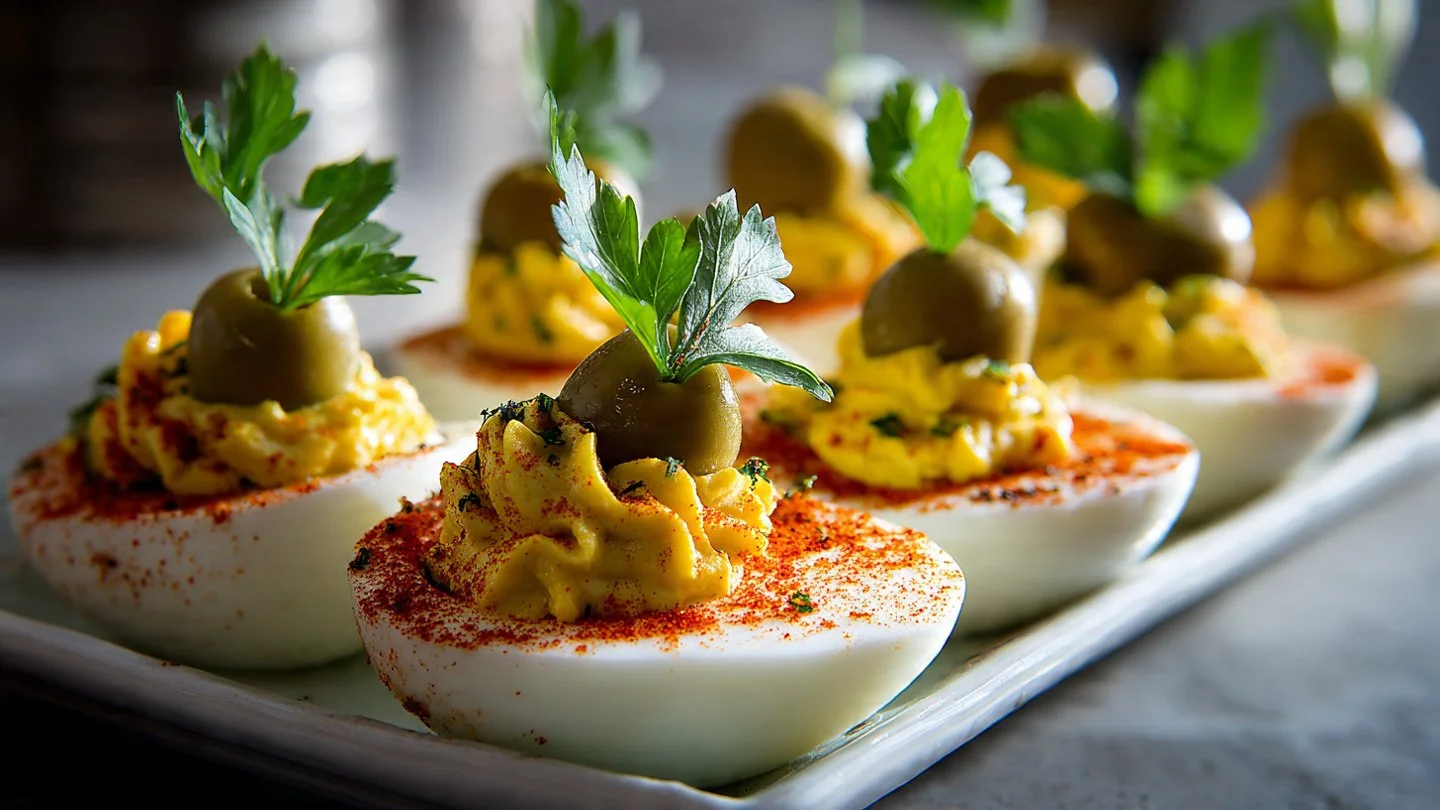 Dirty Martini Deviled Eggs