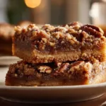 Easy lazy girl pecan pie bars with a delicious pecan topping