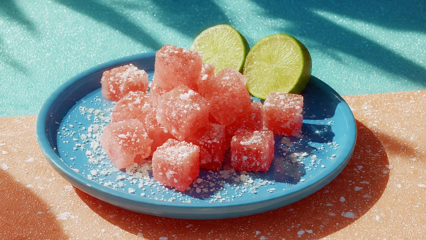 Frozen Watermelon Cubes with Lime