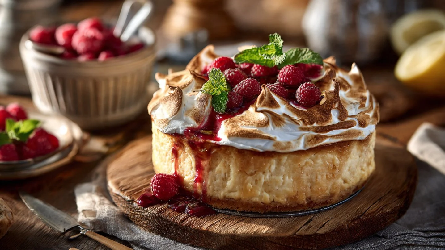 Heavenly Lemon Raspberry Meringue Cheesecake: A Slice of Sunshine Lemon Raspberry Meringue Cheesecake Heavenly Lemon Raspberry Meringue Cheesecake