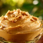 Bowl of homemade butterscotch pudding topped with whipped cream and caramel drizzle.