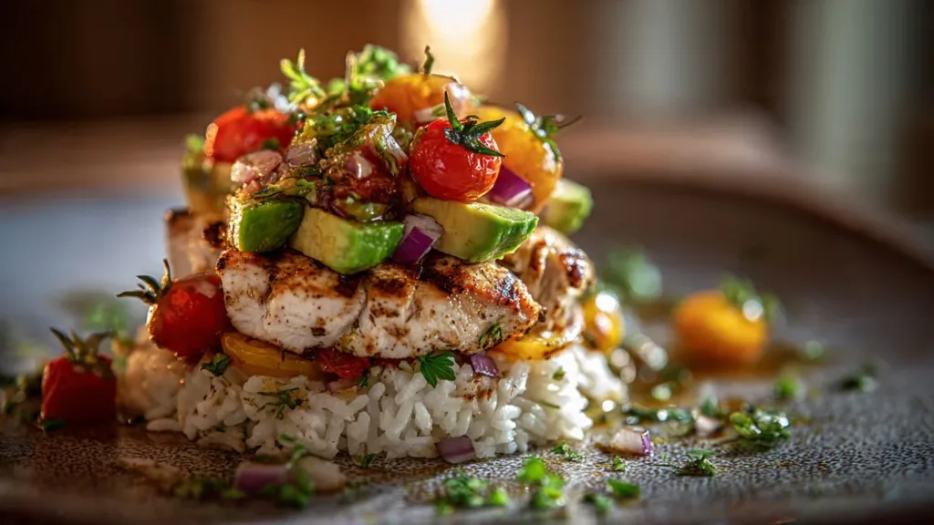 Honey Lime Chicken and Avocado Rice Stack : Bright and Easy Weeknight Dinner