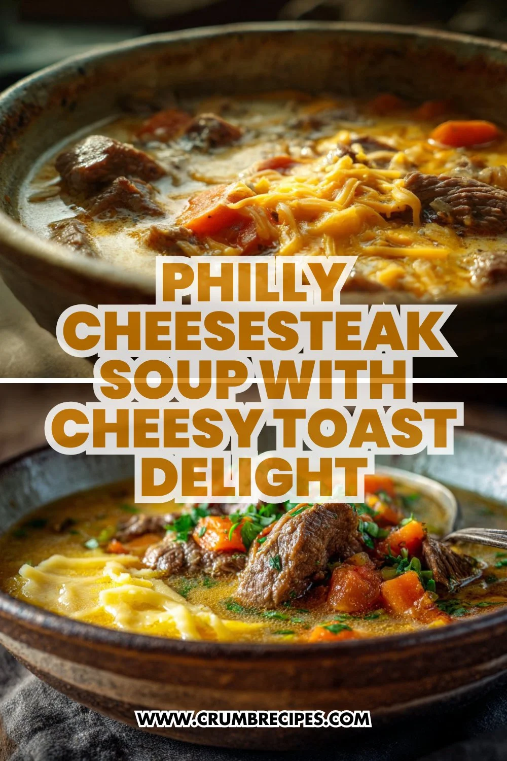 Indulgent Philly Cheesesteak Soup with Cheesy Toast Delight
