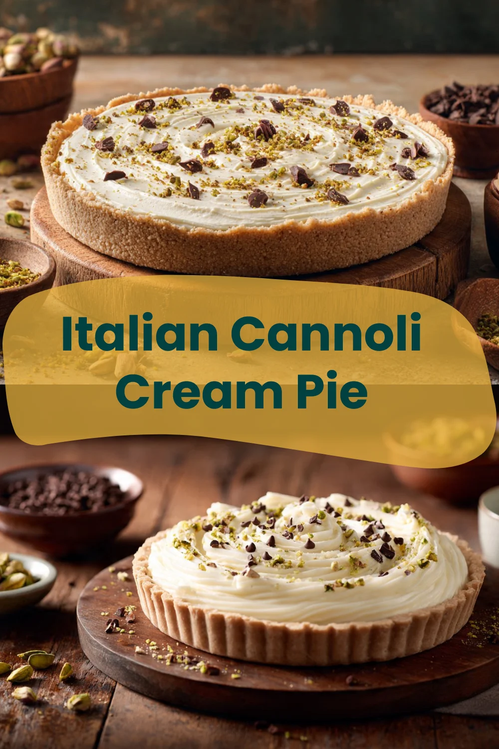 Creamy Italian Cannoli Cream Pie (Pinterest-Perfect!) Cannoli Cream Pie Italian Cannoli Cream Pie