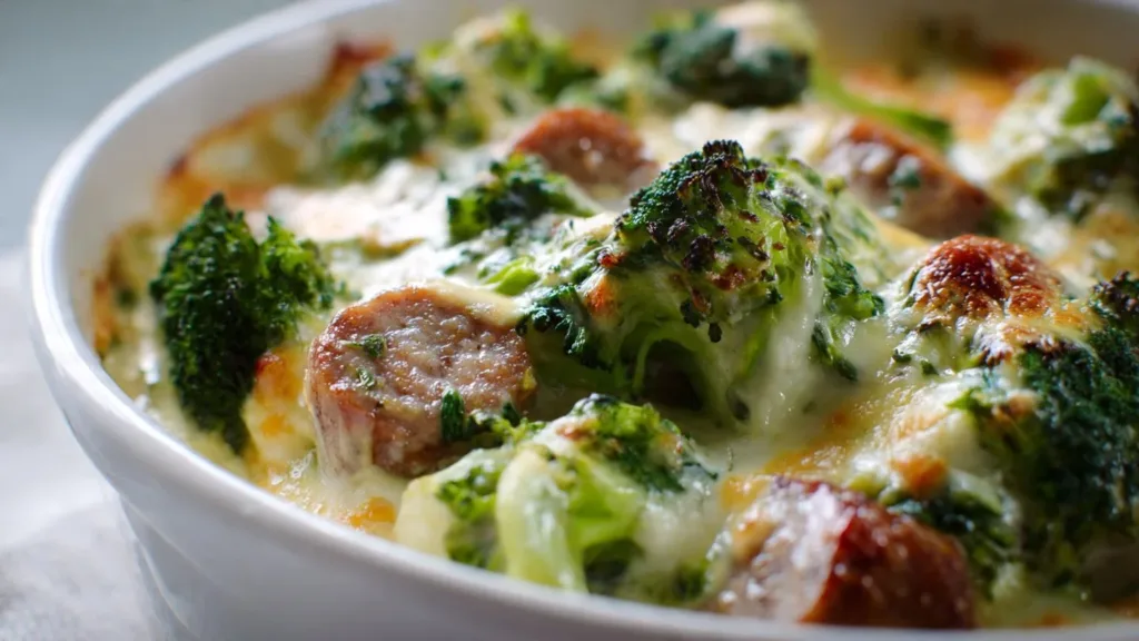 Cheesy Keto Broccoli & Cauliflower Au Gratin With Sausage (Family-Friendly Comfort)