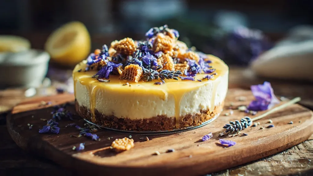 Ultimate Lemon Lavender Cheesecake with Honeycomb Bliss: A Sweet Dream Come True!