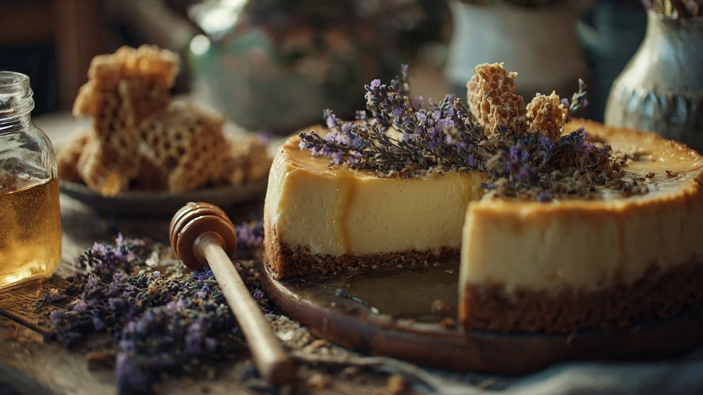 Ultimate Lemon Lavender Cheesecake with Honeycomb Bliss