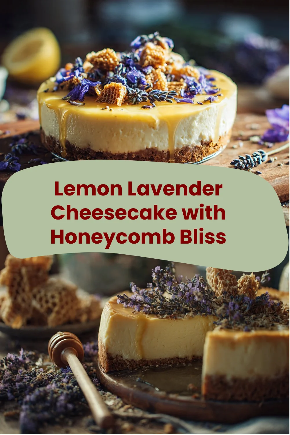 Lemon Lavender Cheesecake with Honeycomb Bliss