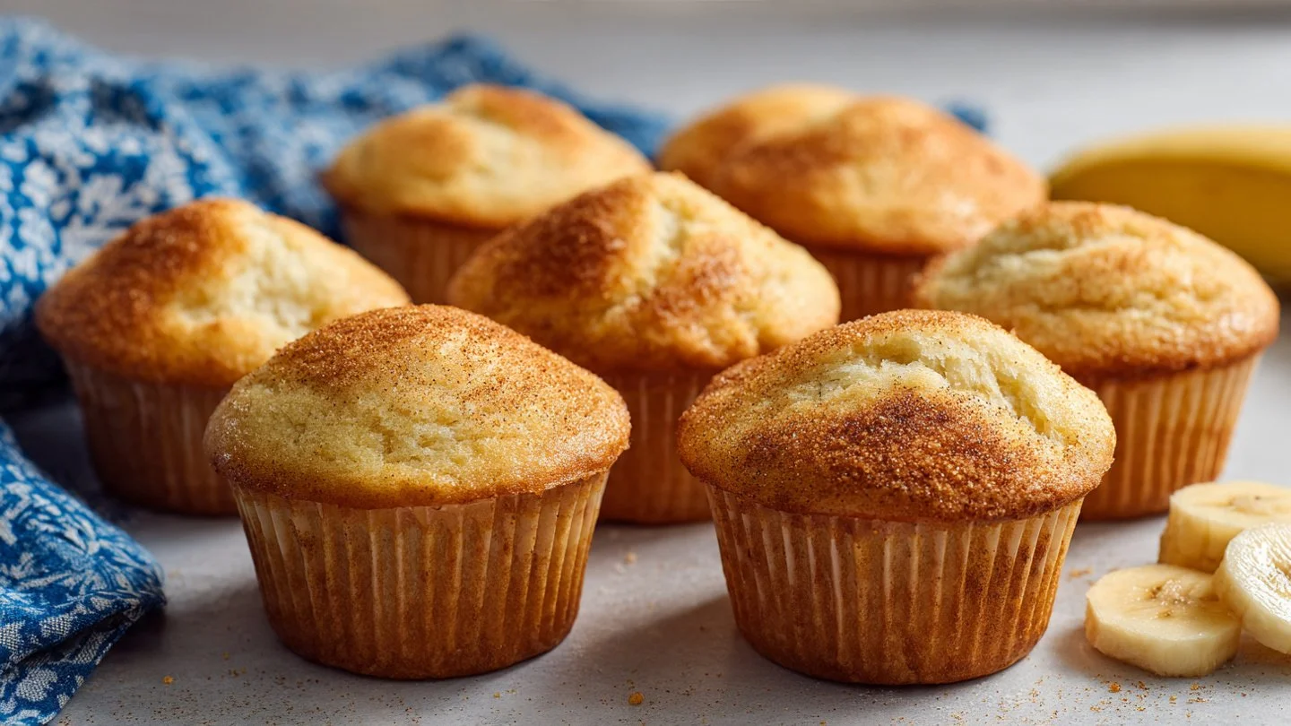 Delicious One Bowl Cinnamon Banana Bread Muffins fresh out of the oven