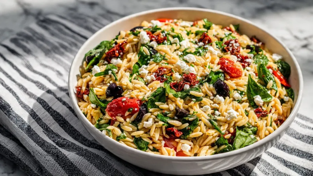 Flirt with Flavor: Homemade Orzo Pasta Salad with Feta and Sun-Dried Tomatoes