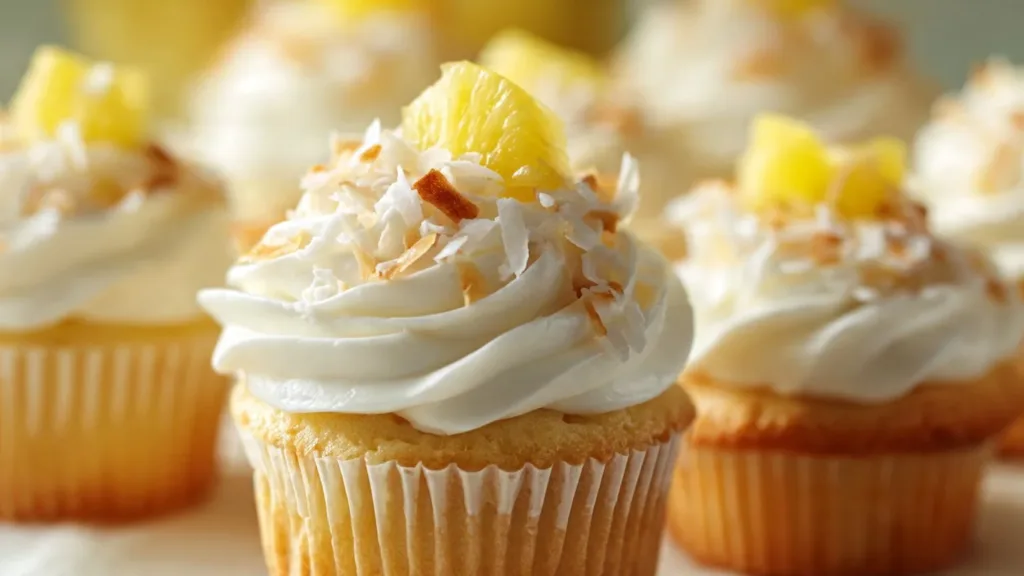 Tropical Pineapple Coconut Cupcakes : Easy, Moist, and Totally Addictive