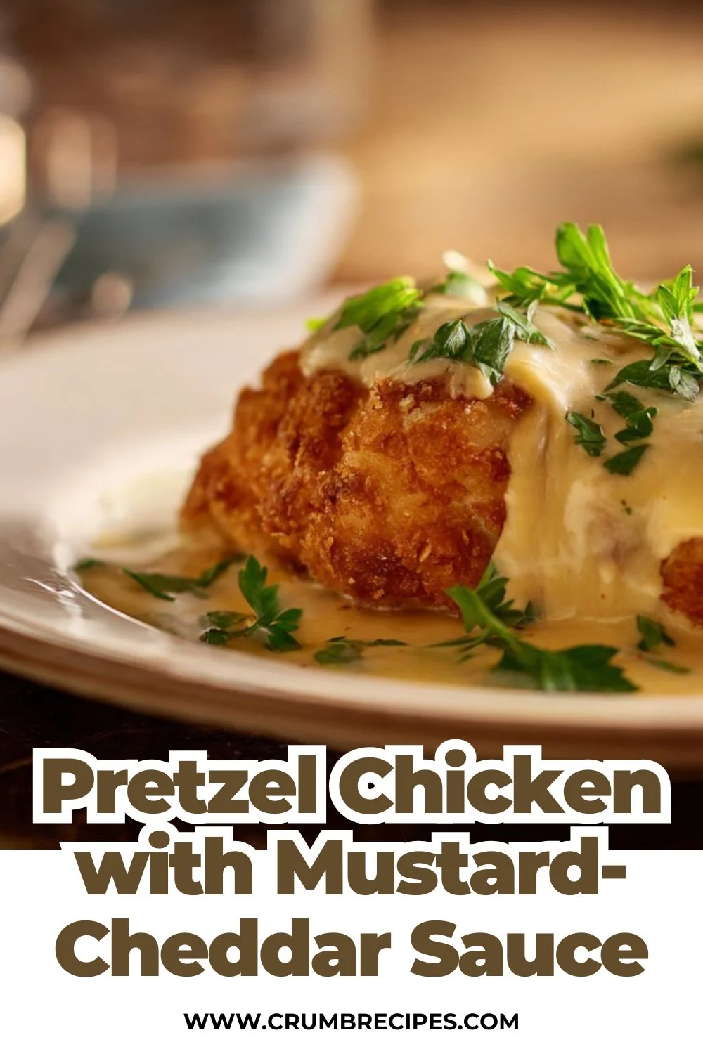 Pretzel Chicken with Mustard-Cheddar Sauce