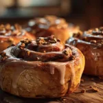 Delicious homemade Pumpkin Cinnamon Rolls topped with cream cheese frosting