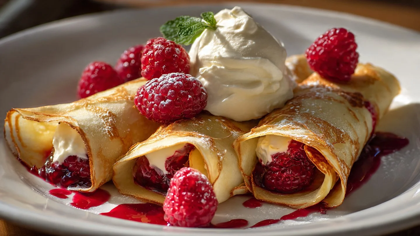 Raspberry Vanilla Cream Crepes – Light, Fluffy & Sweetly Decadent