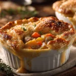 Delicious roasted autumn vegetable pot pies fresh from the oven.