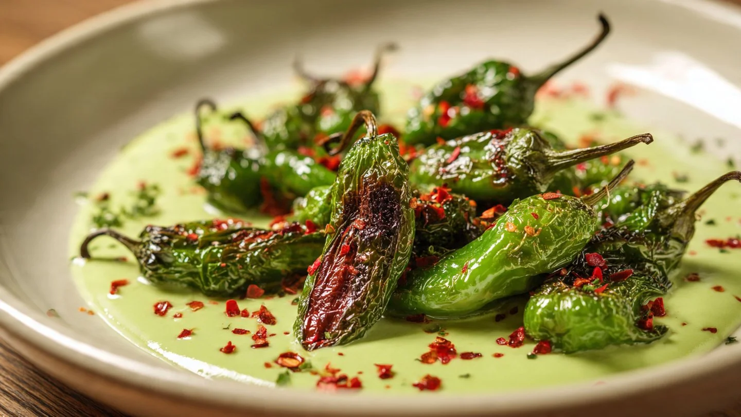 Shishito Peppers with Avocado Cream