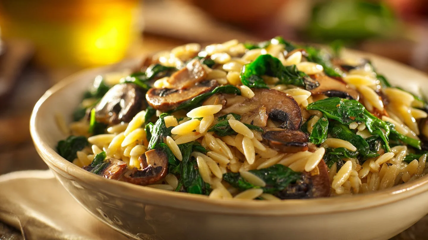 Spinach Mushroom Orzo