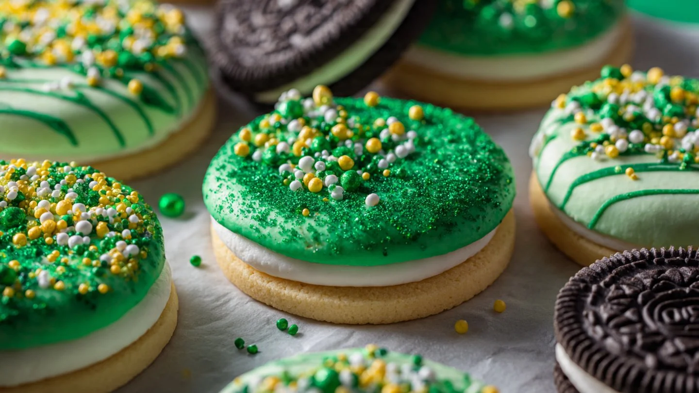 St. Patrick’s Day White Chocolate Dipped Oreos