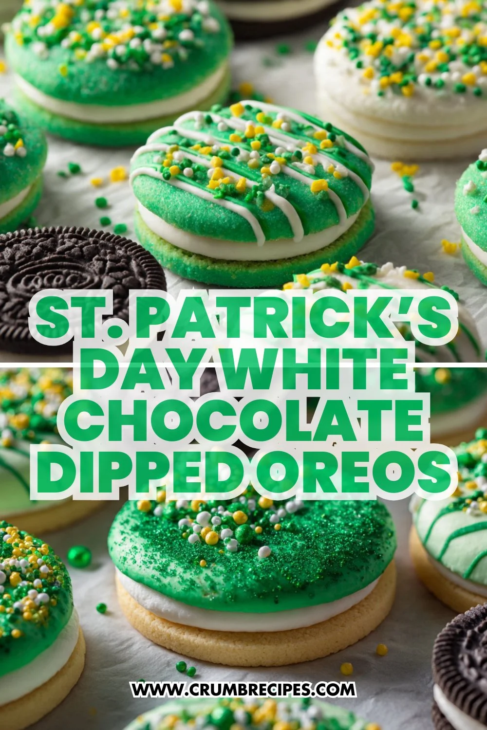 St. Patrick’s Day White Chocolate Dipped Oreos