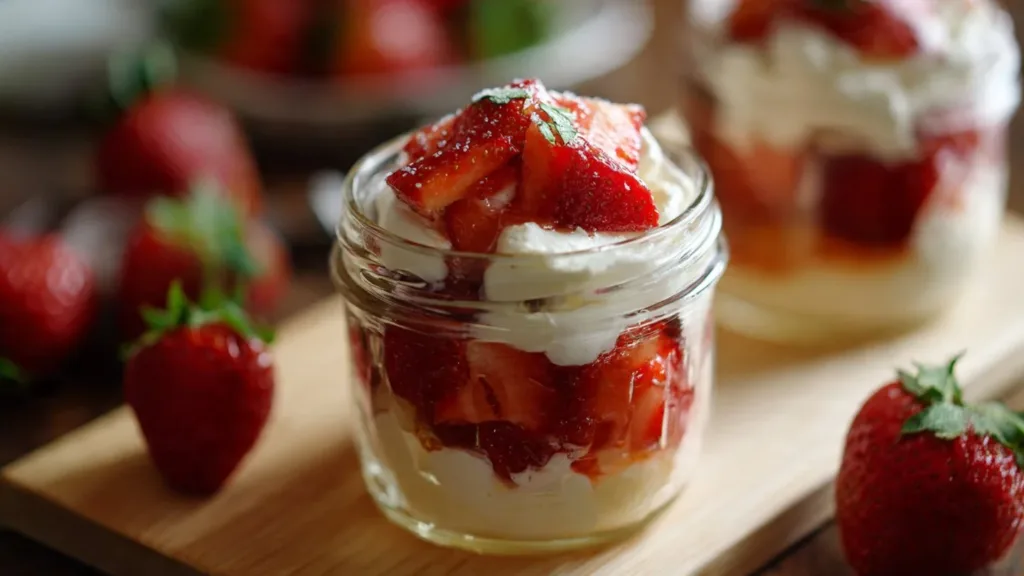 Mini Strawberry Shortcake Jars : Easy Layered Dessert strawberry shortcake Mini Strawberry Shortcake Jars : Easy Layered Dessert