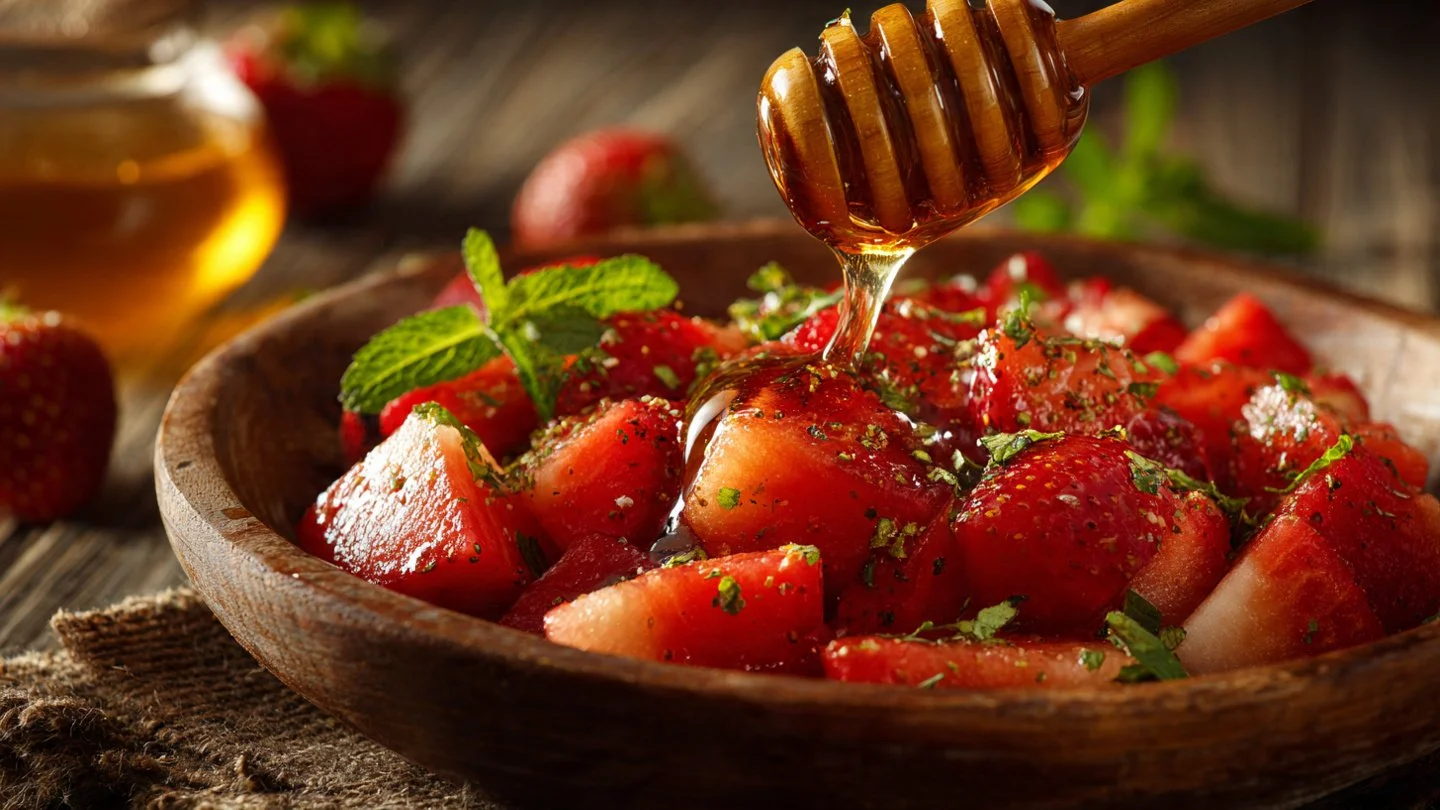 Strawberry Watermelon Salad with Refreshing Honey