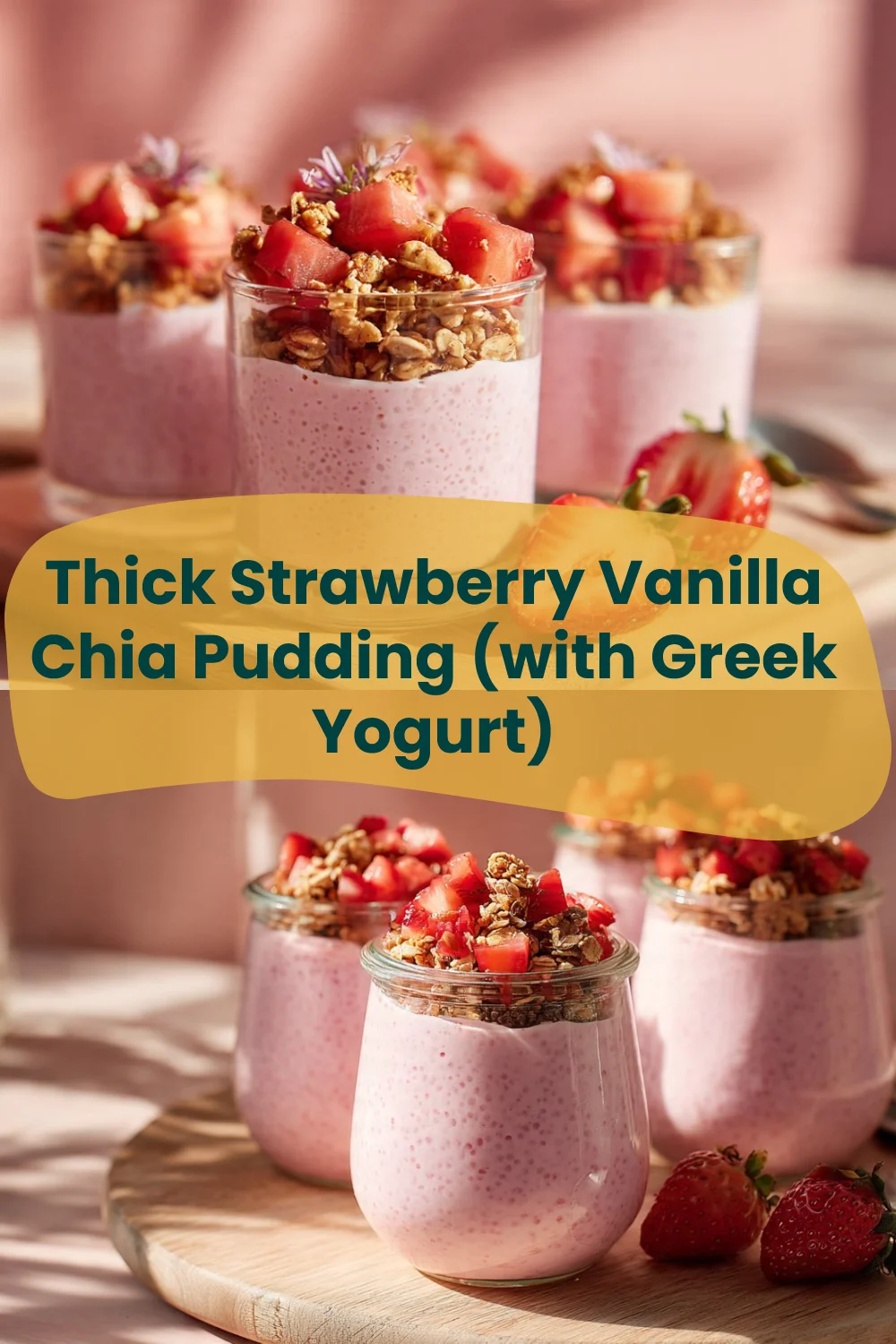 Thick Strawberry Vanilla Chia Pudding (with Greek Yogurt) - Creamy Breakfast Jar chia pudding Thick Strawberry Vanilla Chia Pudding (with Greek Yogurt)