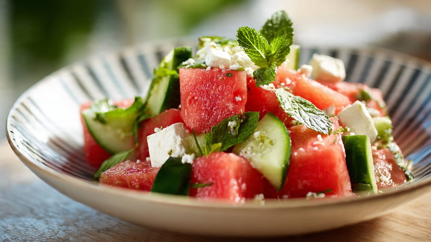 SIMPLE Watermelon + Cucumber + Feta Salad (Summer Refresh in 5 Minutes) Feta Salad SIMPLE Watermelon + Cucumber + Feta Salad