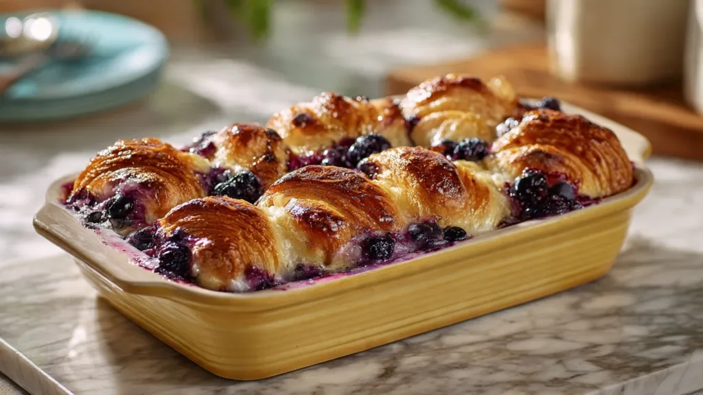 Blueberry Cream Cheese Croissant Casserole: A Cozy Morning Delight!
