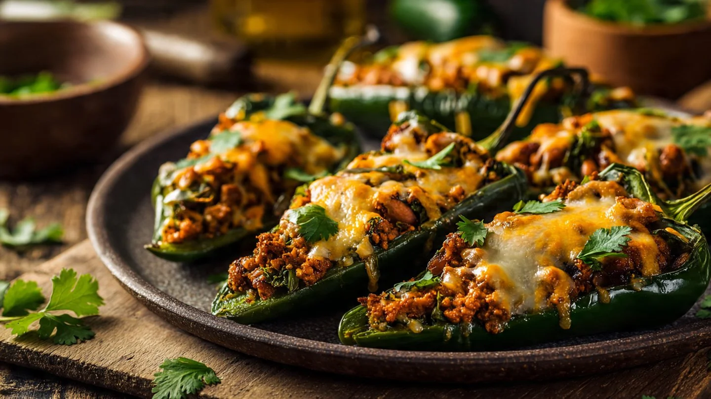Bobby Flay Stuffed Poblano Peppers : Cheesy Smoky Weeknight Delight stuffed poblano peppers Bobby Flay Stuffed Poblano Peppers Recipe