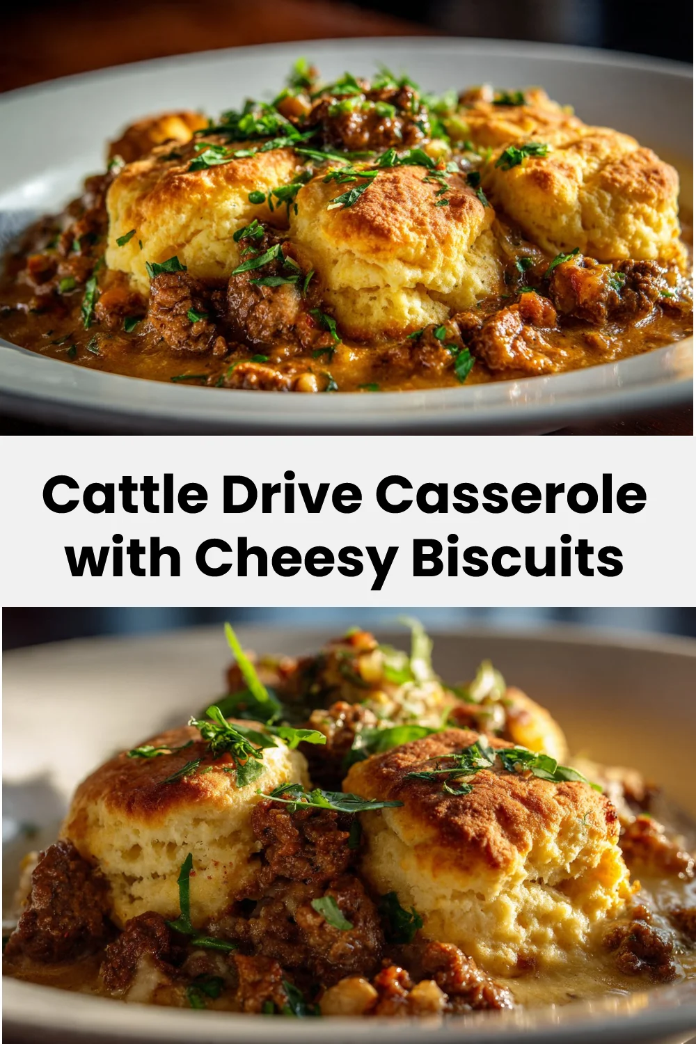 Cattle Drive Casserole with Cheesy Biscuits