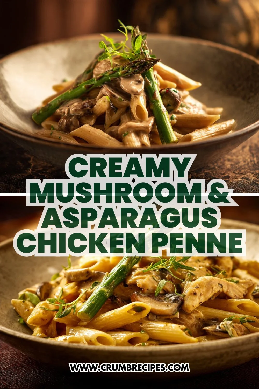 Creamy Mushroom & Asparagus Chicken Penne