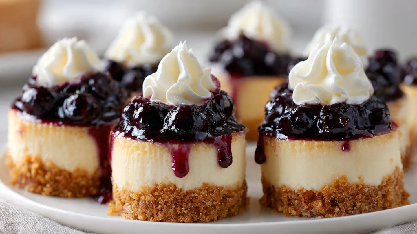 Healthy Mini Lemon Blueberry Cheesecakes