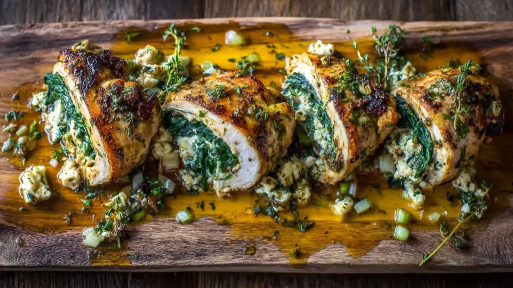 Herbed Ricotta Stuffed Chicken Rolls