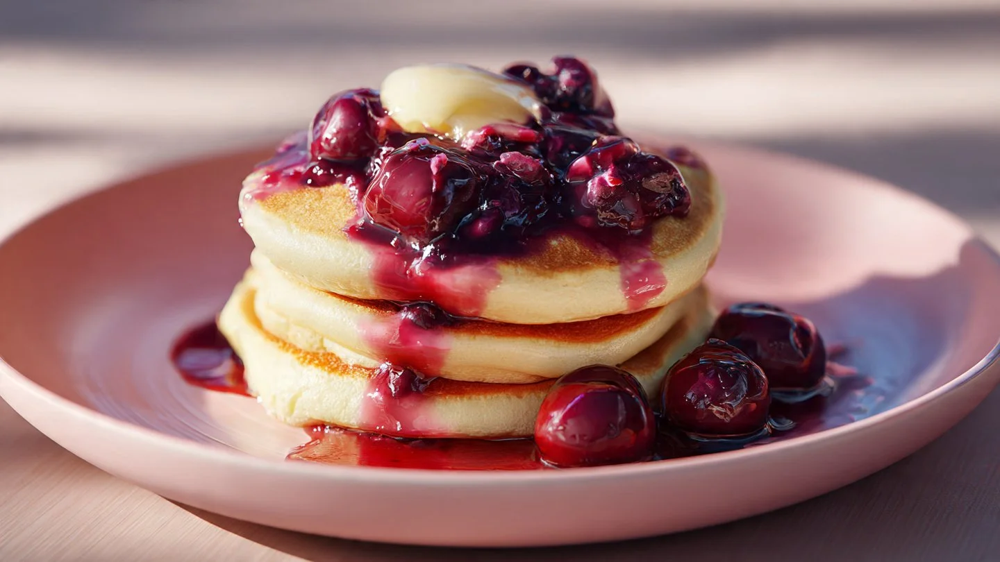 Lemon-Blueberry Pancakes with Berry Compote
