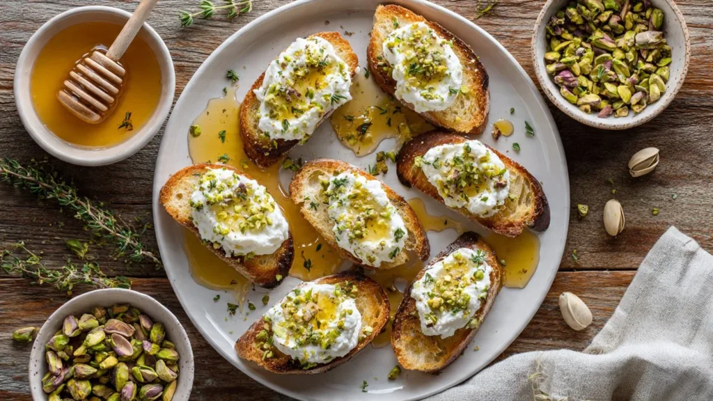 Lemon Honey Ricotta Crostini