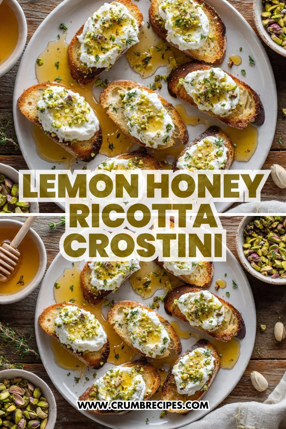Lemon Honey Ricotta Crostini