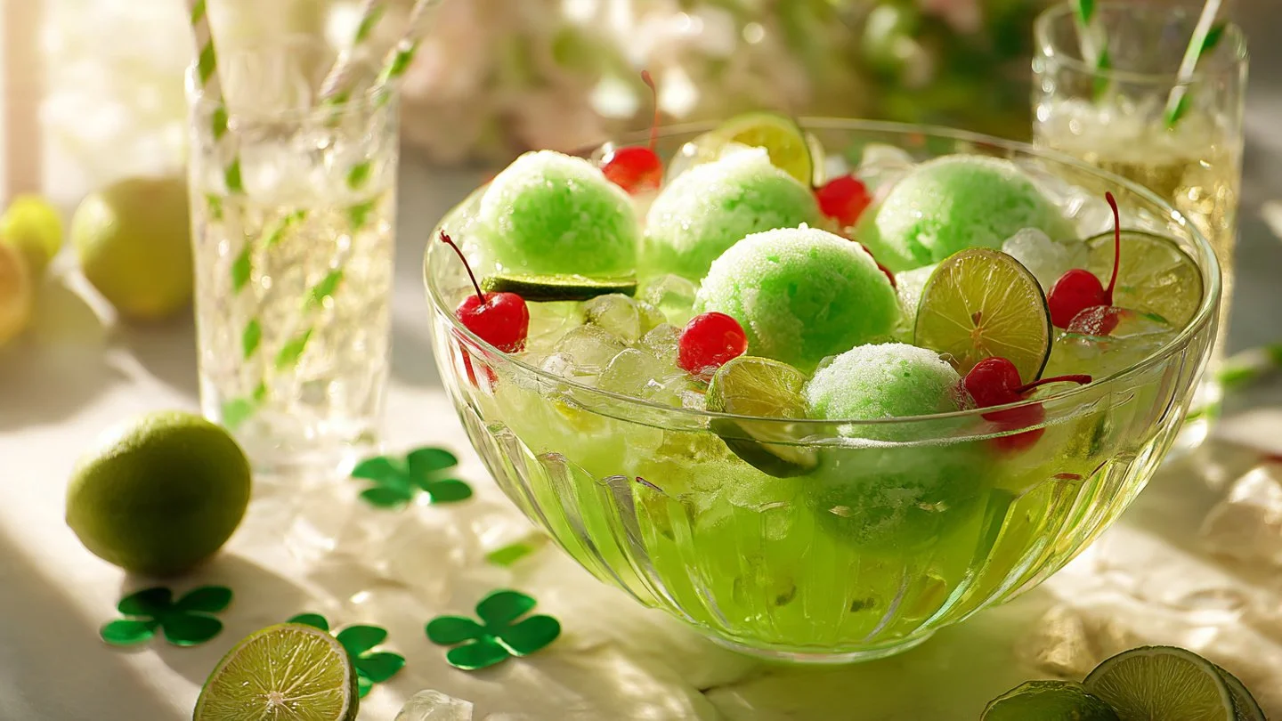 Lucky Lime Sherbet Punch : Bright, Fizzy Party Punch lime sherbet punch Lucky Lime Sherbet Punch