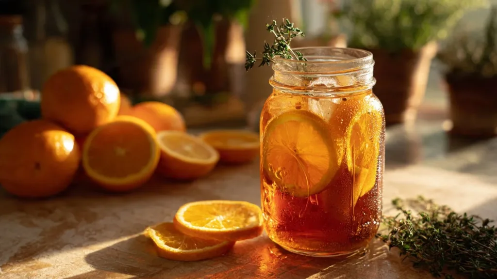 Orange Rosemary Iced Tea : Bright Citrus & Herb Cooler