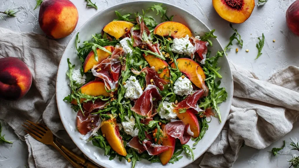 Peach Arugula Prosciutto Salad