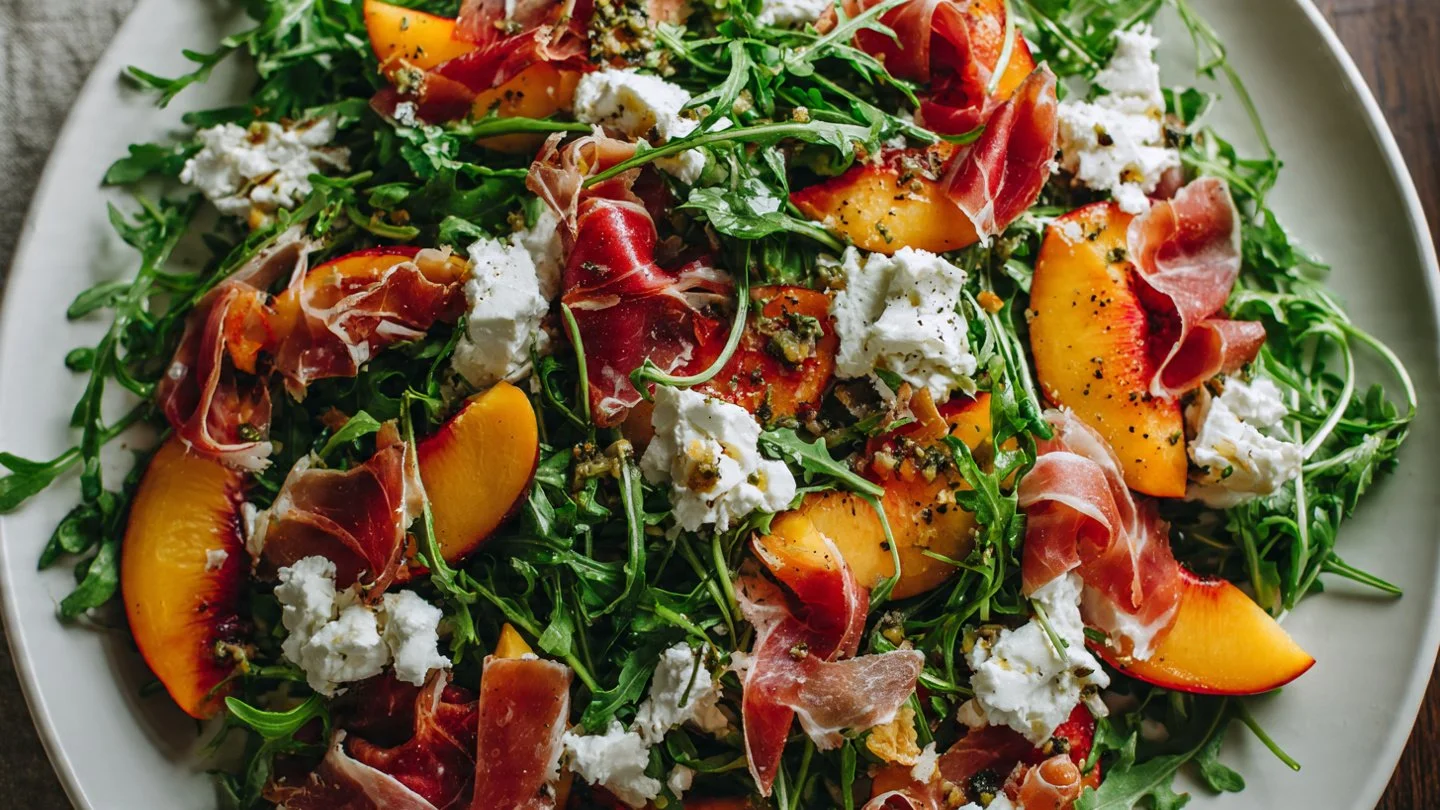 Peach Arugula Prosciutto Salad