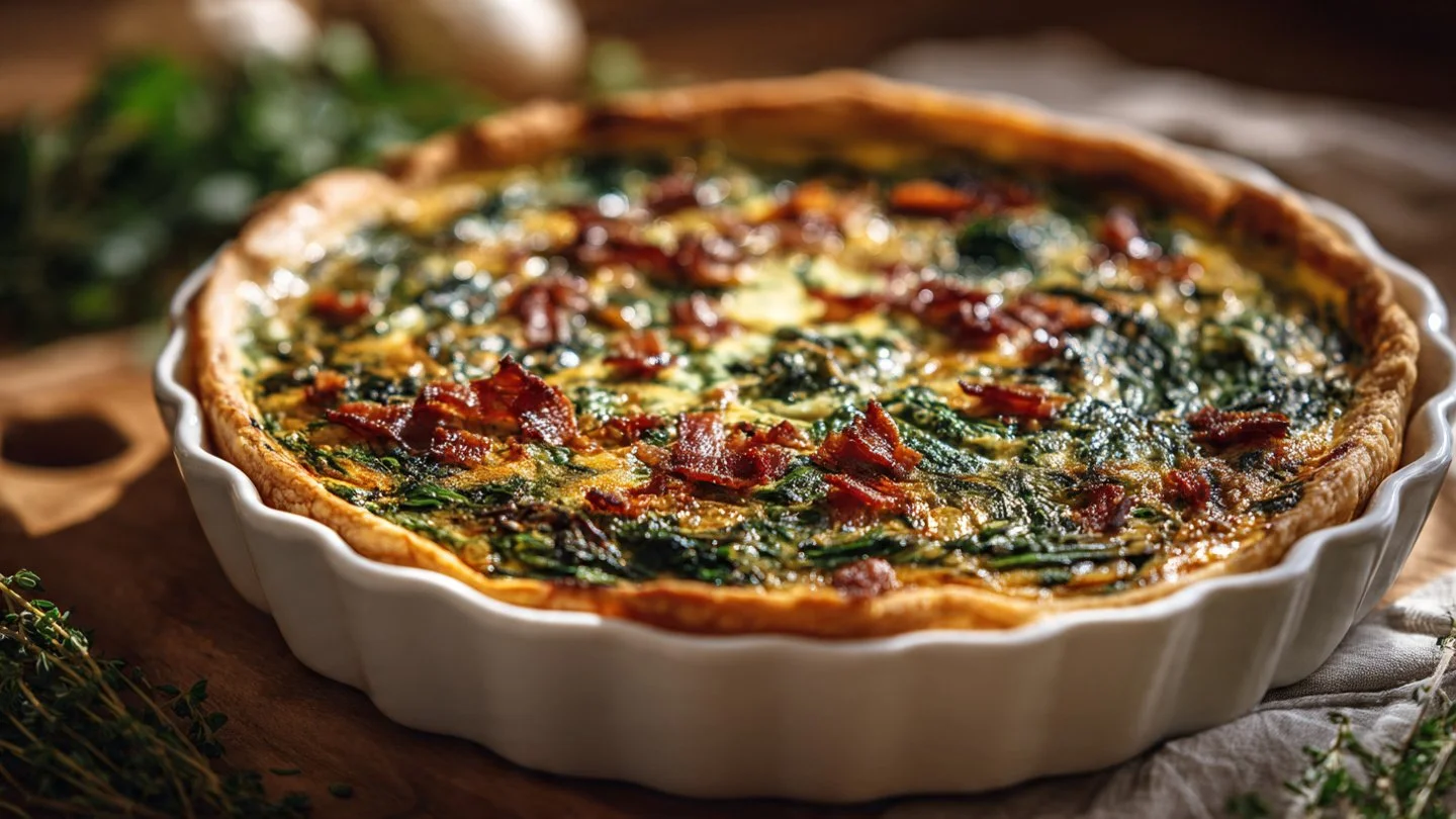 Spinach and Pancetta Quiche