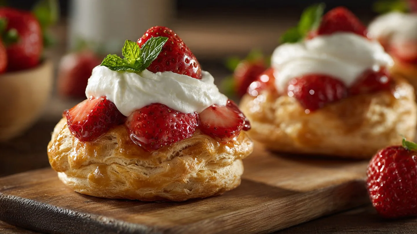Strawberry and Whipped Cream Puff Pastry Delights