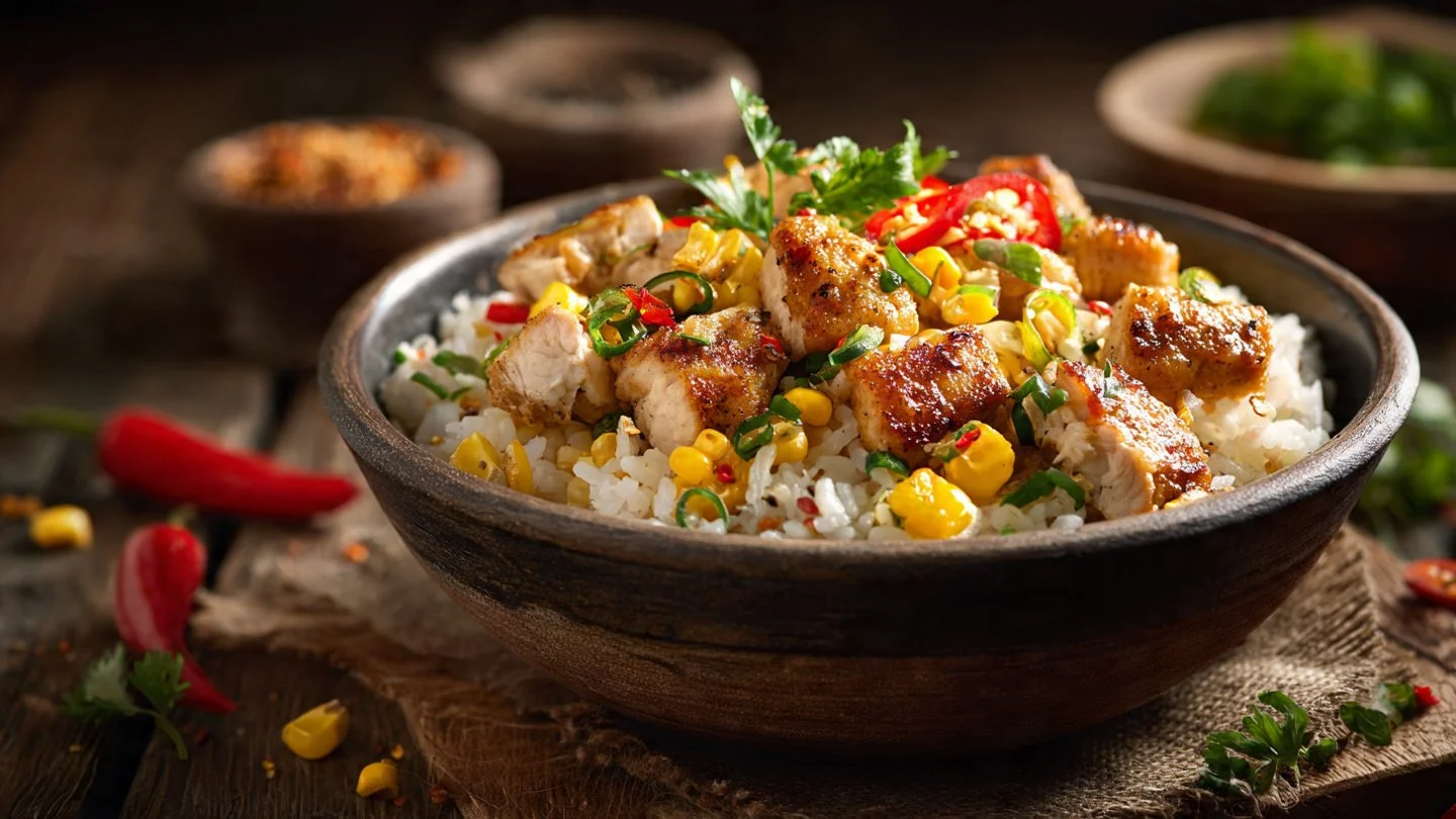Street Corn Chicken Rice Bowl