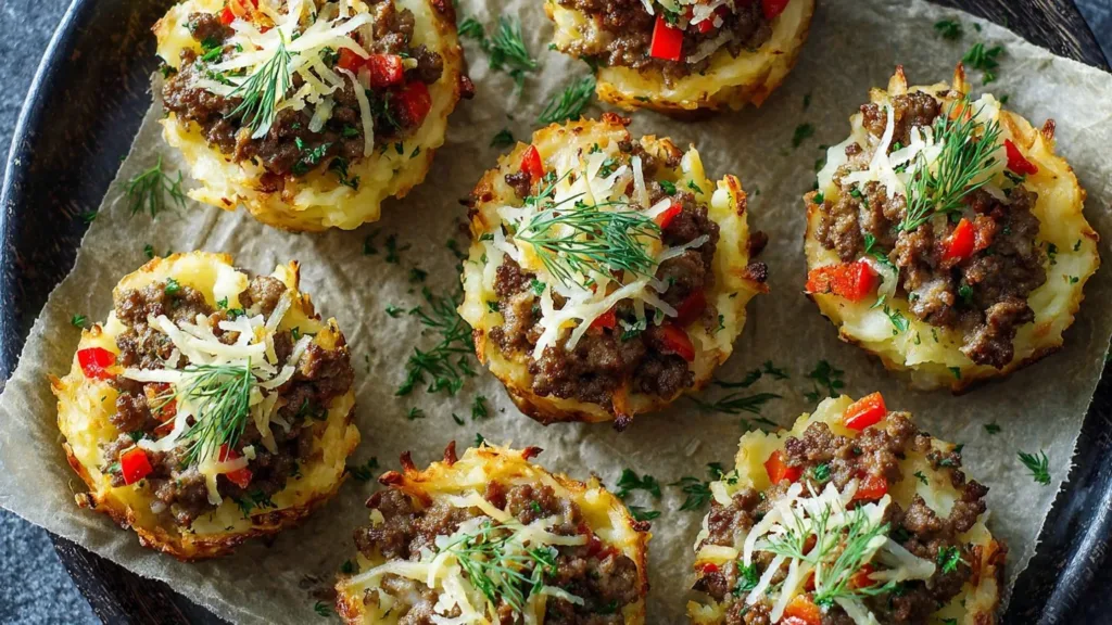 Stuffed Mashed Potato Nests
